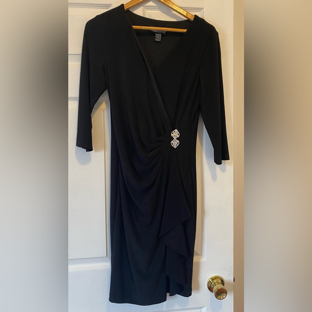 Frank Lyman Black Cocktail Dress with Embellishment - size 10